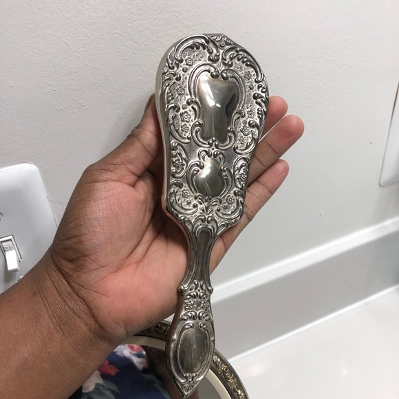 Vintage Vanity Set - Swivel Double sides mirror (normal/magnifying) and brush main image 6